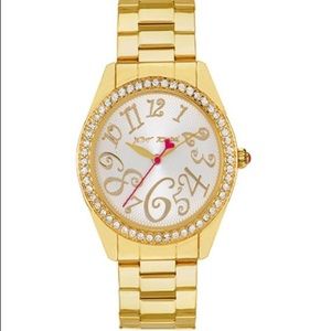 Betsey Johnson gold watch pink heart